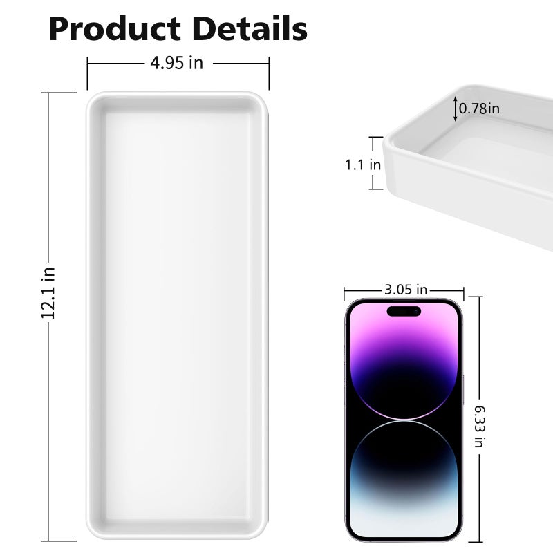 Gurygo 12"" Countertop and Vanity Tray - Kitchen Tray for Soap Bottles - Rectangular Vanity Tray for Bathroom - Vanity Trays for Bathroom - Kitchen Soap Dispenser Tray White - Image 3